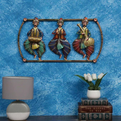 MULTICOLOUR IRON PAINTED WALL  3 DANCING  KATHAK  FRAME