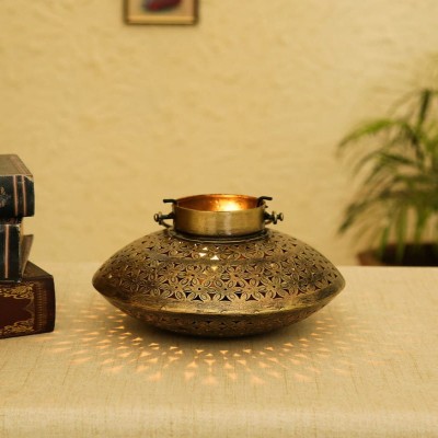 Craftpreneurs India Brown Brass Finish Table Tea Light Holder